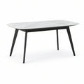 Rechteckiger Esstisch 140 x 80 x 75 cm aus Sinterstein in Weiss/Schwarz