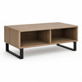 Rechteckiger Couchtisch in Eichen-Optik/Schwarz, 100 x 60 x 45 cm, mit 2 offenen Fächern