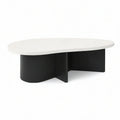 Ovaler Couchtisch 120 x 60 x 42 cm aus MDF in Weiss/Schwarz