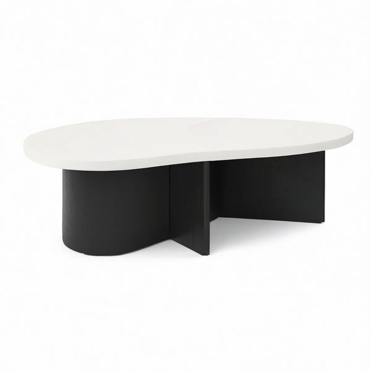 Ovaler Couchtisch 120 x 60 x 42 cm aus MDF in Weiss/Schwarz