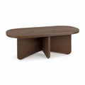 Ovaler Couchtisch aus MDF mit Walnussfurnier, Walnussbraun, 120 x 60 x 40 cm
