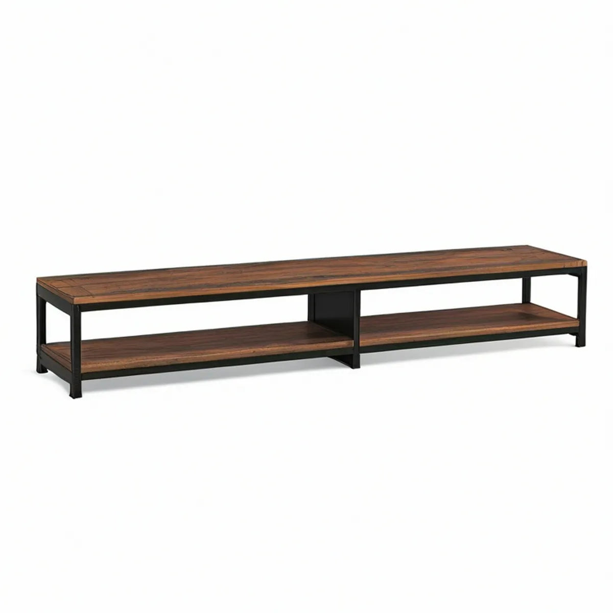 TV-Lowboard aus Spanplatte und Stahl, Braun/Schwarz, 180 x 40 x 45 cm