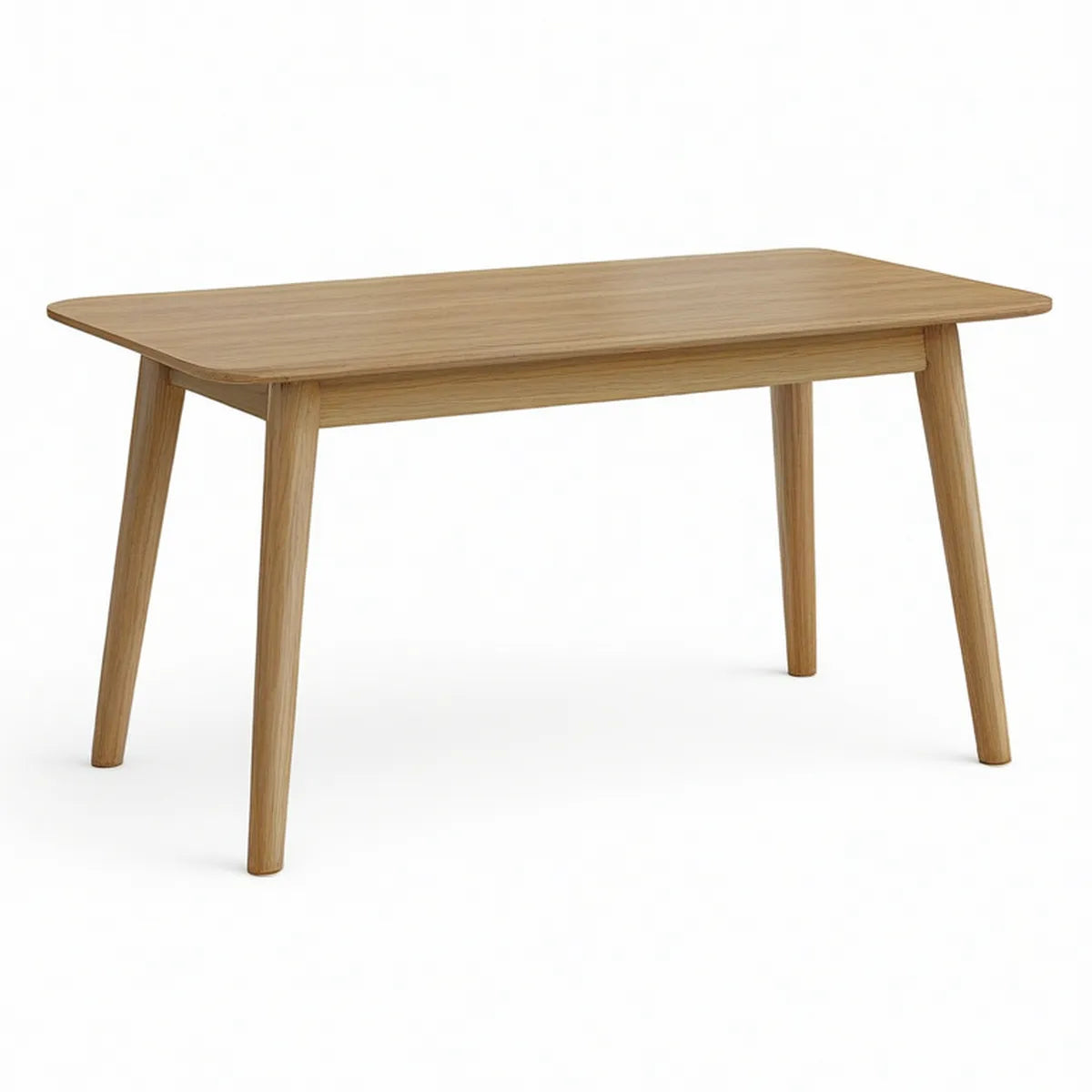 Rechteckiger Esstisch 120 x 75 x 75 cm aus MDF mit Eichenfurnier und Massivholzbeinen Natur