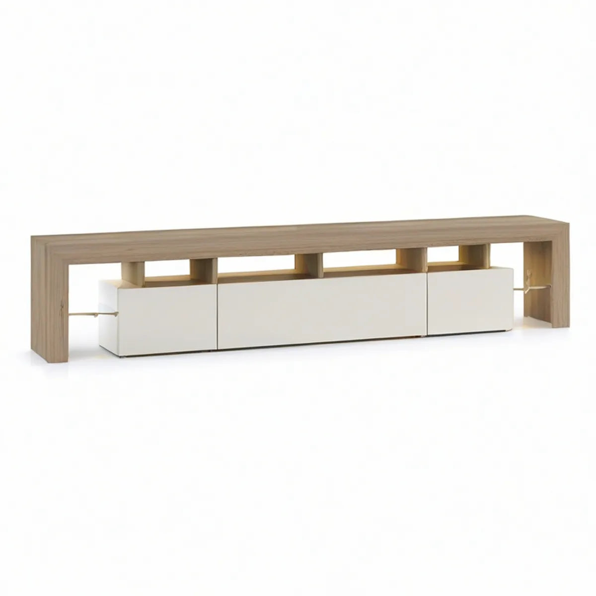 TV-Lowboard in Eiche Natur und Weiss, 180 x 40 x 50 cm