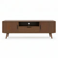 TV-Lowboard 180 x 40 x 55 cm aus MDF mit Nussbaumfurnier in Dunkelbraun