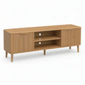 TV-Lowboard aus MDF mit Eichenfurnier, Naturfarben/Goldfarben, 180 × 40 × 55 cm